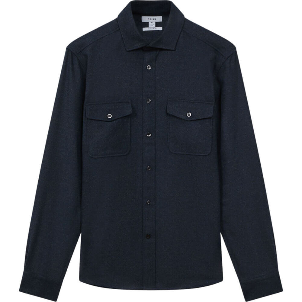 REISS CHASER Button Through Twin Pocket Overshirt